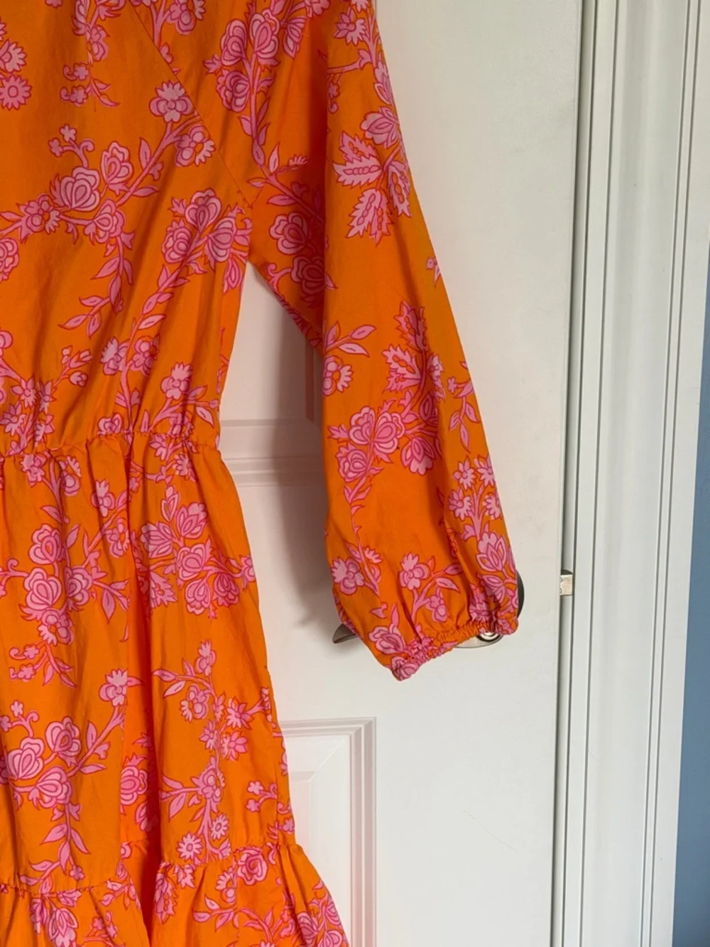 J. Crew Women's Orange Floral Tiered Mini Dress Size 4 - 54954